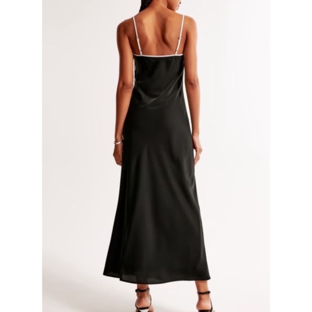 Abercrombie & Fitch Julia Dress Womens S Black Satin Slip Midi Minimalist MINT - Picture 3 of 7